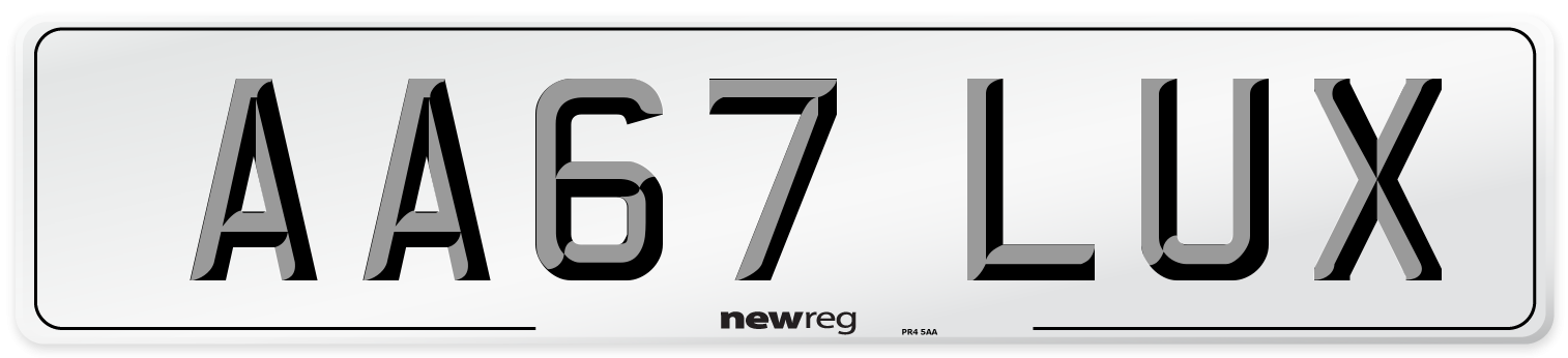 AA67 LUX Number Plate from New Reg